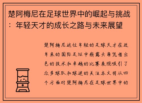 楚阿梅尼在足球世界中的崛起与挑战：年轻天才的成长之路与未来展望