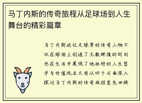马丁内斯的传奇旅程从足球场到人生舞台的精彩篇章