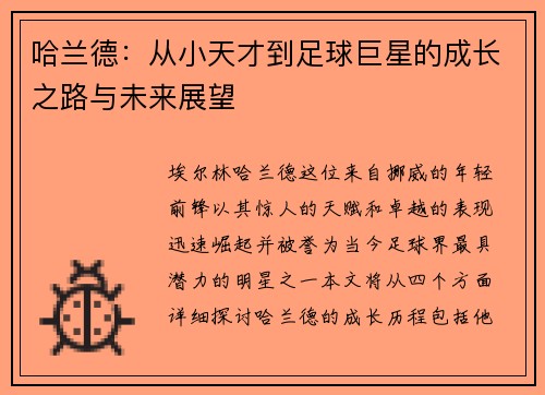哈兰德：从小天才到足球巨星的成长之路与未来展望